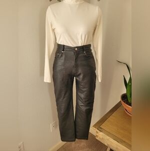 Vintage Brown Leather High Waisted Skinnies Saguaro 100% India Leather Pants